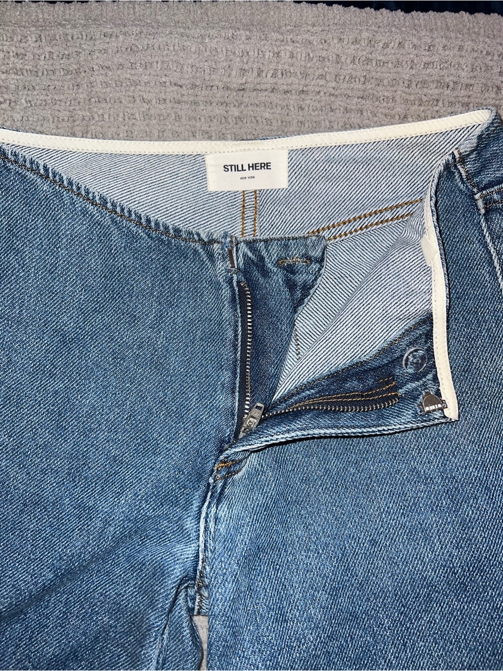 Still Here Women's Mid-Blue Wide Leg Jeans